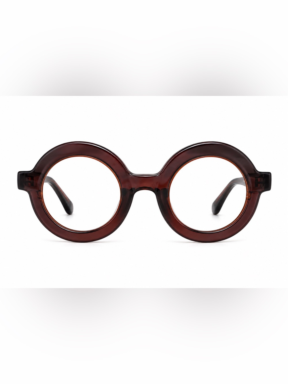 VOOGLAM Oversized Round Brown Eyeglasses 45-25-148 Statement Frames